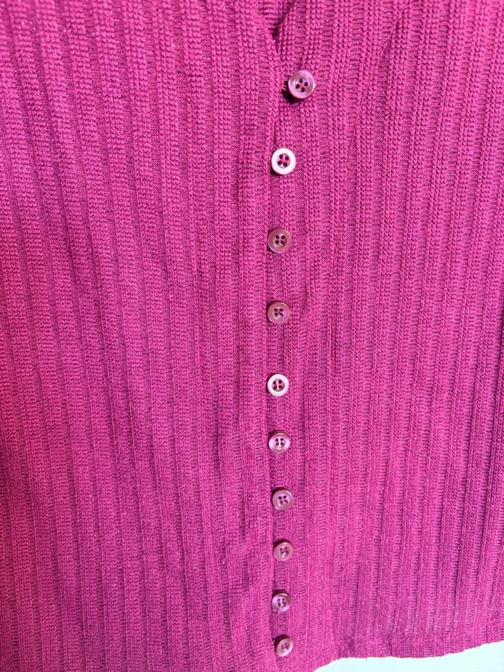 Maeve Deep Berry Ribbed Button-Down Cardigan - Picture 3 of 7